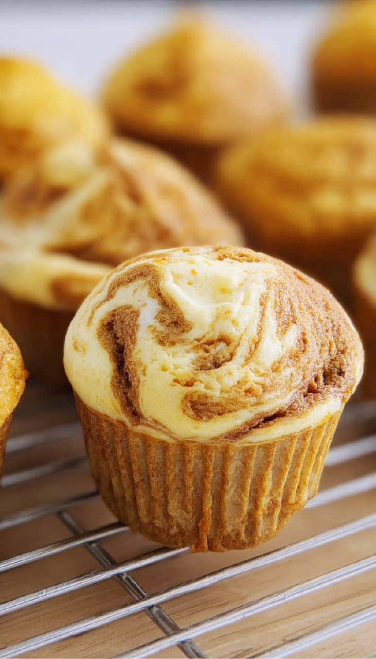 Pumpkin Muffins with Cheesecake Swirl